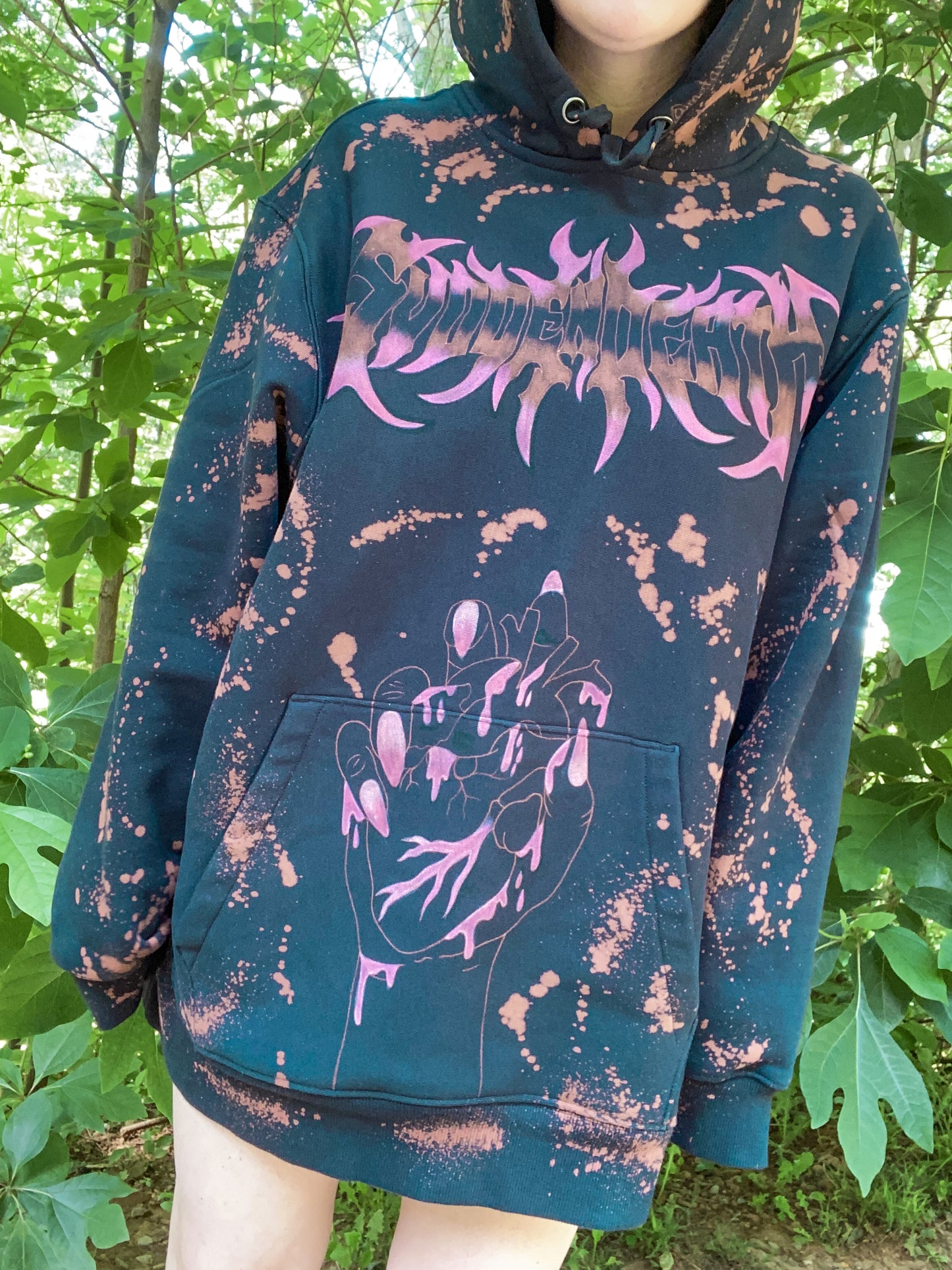 Custom Bleach Painted Hoodie - With Color