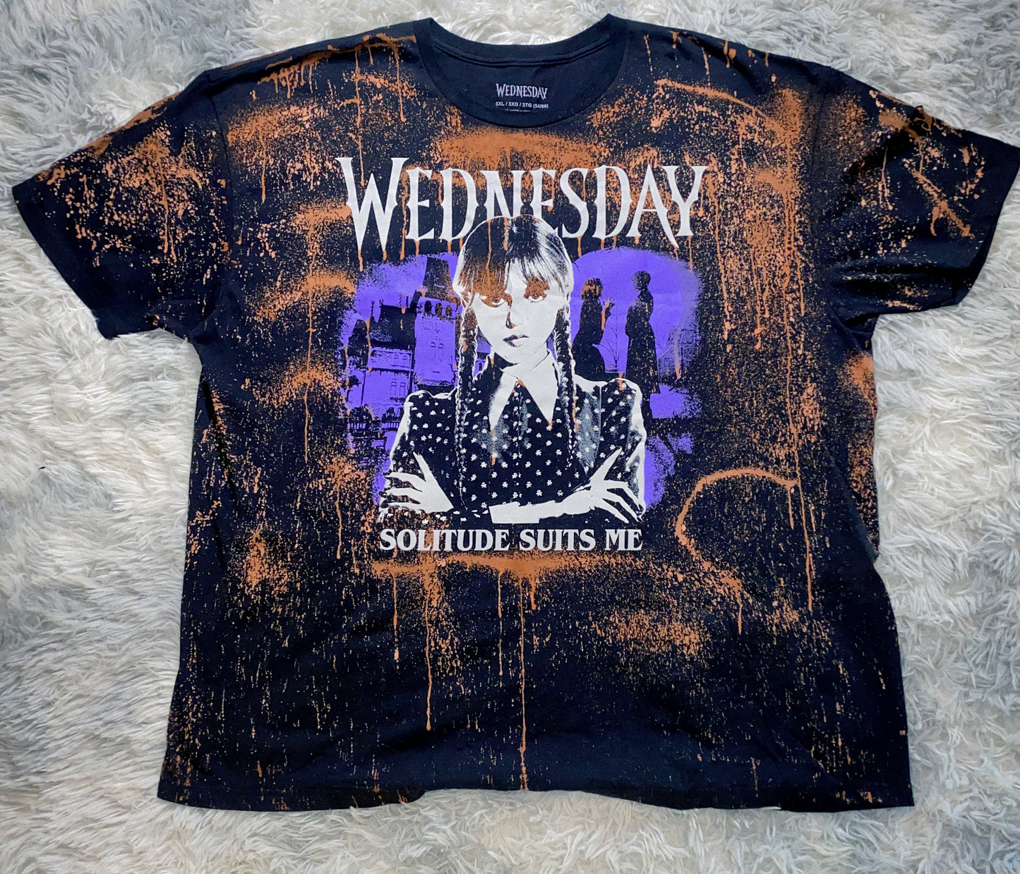 Wednesday Addams Bleach Painted Tshirt